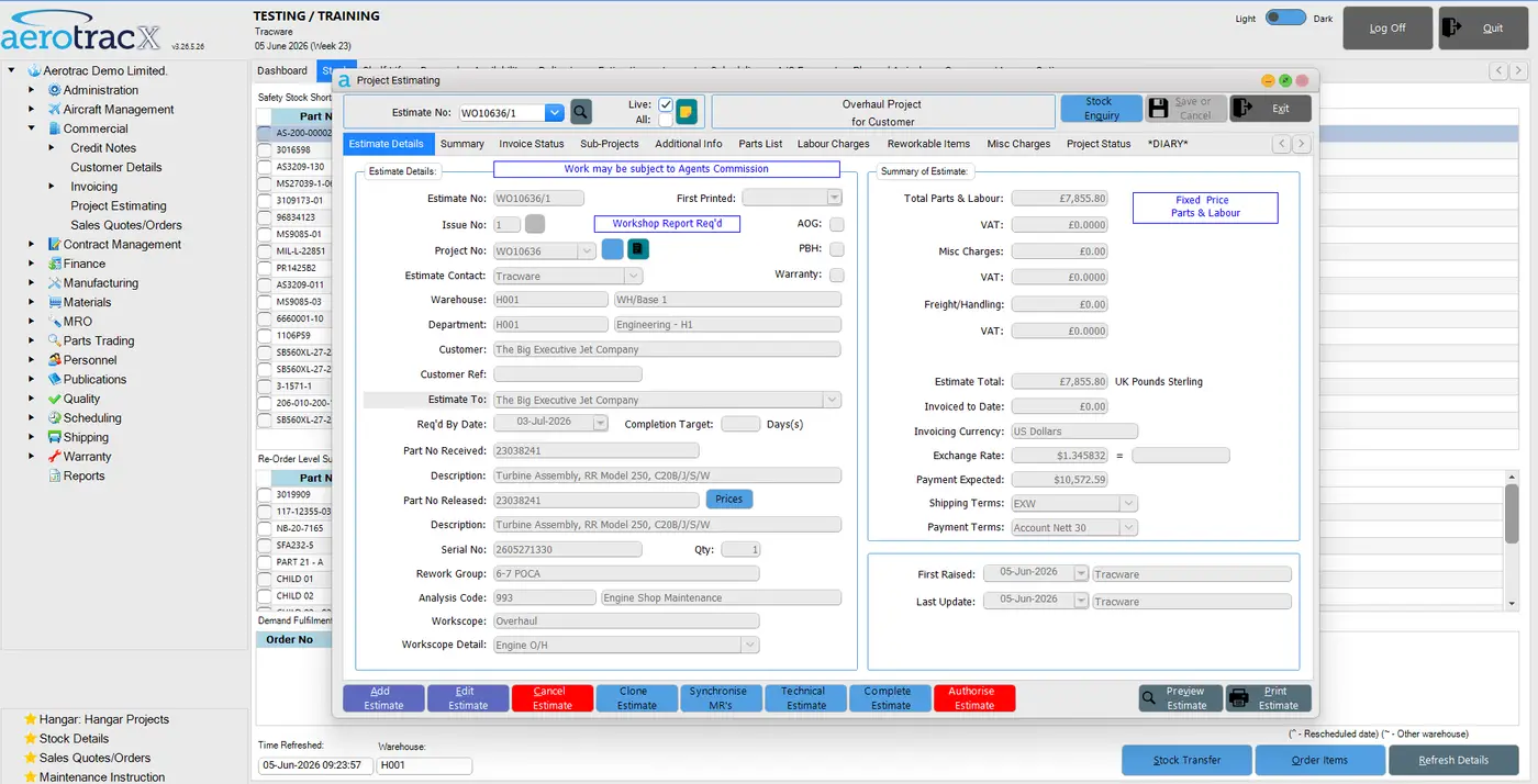 Project Estimates Raised screenshot